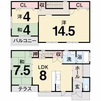 高知市朝倉甲 高知市朝倉甲 一戸建 の間取り