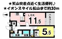 愛媛県松山市朝生田町１丁目1-1 メゾン・ド・エディフィス の間取り