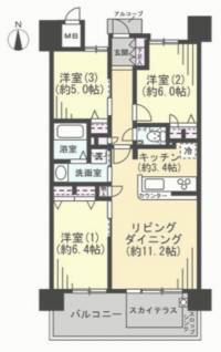 松山市高砂町3丁目85 ロイヤルガーデンシティ高砂 2階の間取り