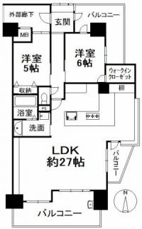 愛媛県松山市高砂町3丁目 ロイヤルガーデンシティ高砂 の間取り