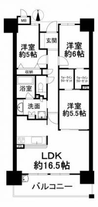 愛媛県松山市土居田町 サーパスシティ土居田グランゲート の間取り