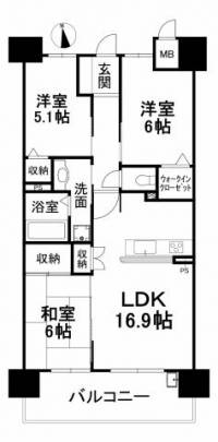 愛媛県松山市山越1丁目 アルファステイツ本町六丁目 の間取り