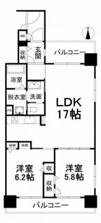 愛媛県松山市三番町4丁目 ヴァン・ヴィヴァン三番町 の間取り