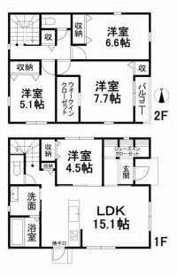 愛媛県松山市越智1丁目 松山市越智 一戸建 の間取り