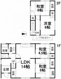 愛媛県松山市古三津6丁目 松山市古三津 一戸建 の間取り