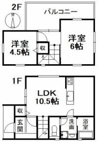 愛媛県松山市古川西2丁目 松山市古川西 一戸建 の間取り