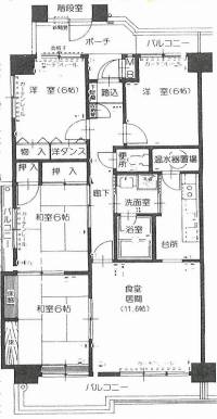 松山市永木町2丁目1番地21 労住協永木町東ハイツ の間取り