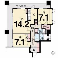 松山市本町3丁目1番地3 グランディア札之辻 201号室の間取り