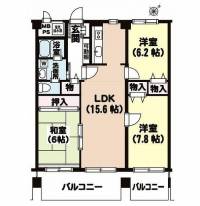 松山市祝谷1丁目5番39号 チュリス道後 の間取り