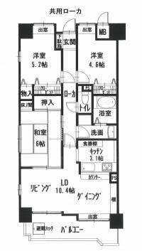 松山市東石井5丁目8番23号 ガイア・メイ東石井 の間取り