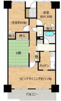 松山市三津２丁目12-27 フェリスコート三津P142/3.4/う.え 202の間取り
