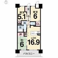 松山市山越１丁目1-8 アルファステイツ本町6丁目503 503号の間取り