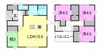 松山市星岡2丁目 松山市星岡 一戸建 の間取り