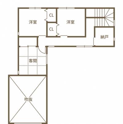 坪庭が空間と家族の時間をつなぐ 上質感漂う洗練されたデザインの家 2F間取り図