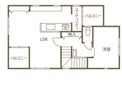 空間を最大限に活用したコンパクト設計 住環境を考慮した2階リビングの家 2F間取り図